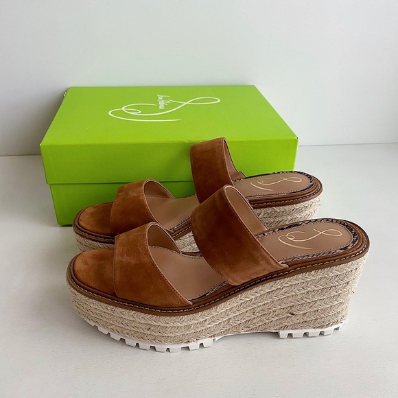 ✨New SAM EDELMAN Luca  Leather Wedge Platform Jute Sandals 10M - Picture 4 of 10